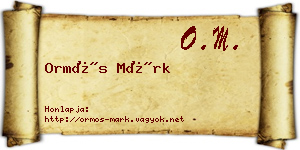 Ormós Márk névjegykártya